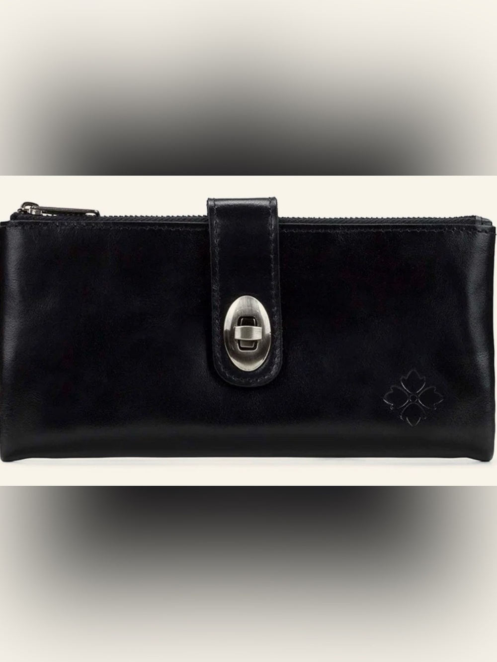 Patricia Nash Black Leather Turn-Lock Wallet